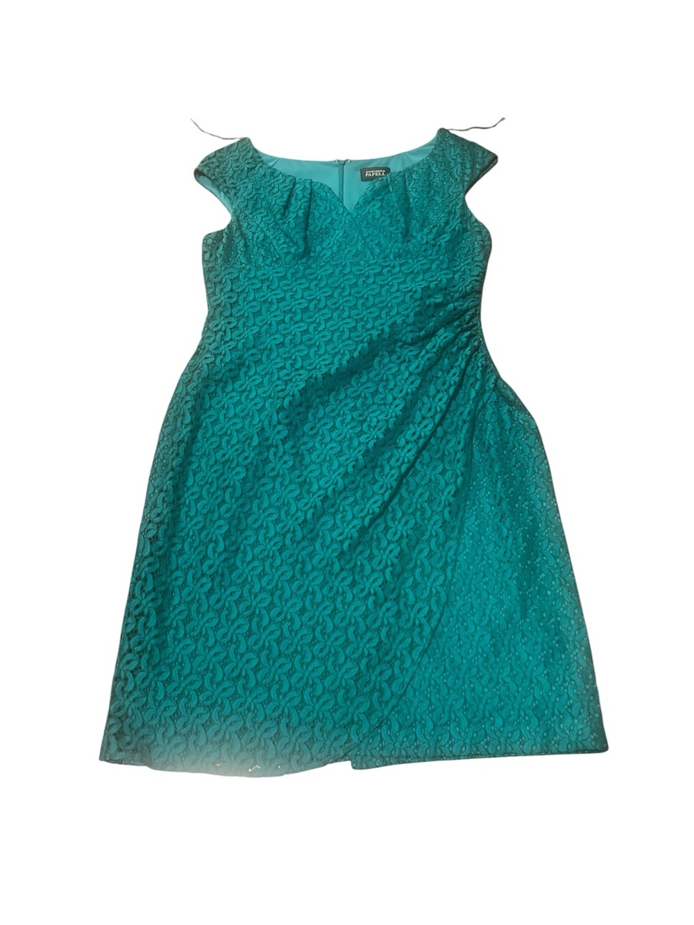 Adrianna Papell Teal Lace Midi Dress